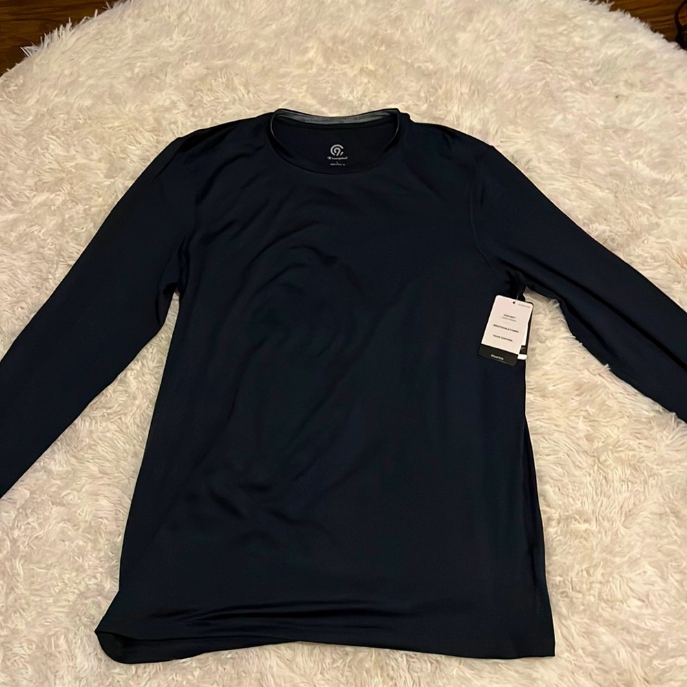 Blue long sleeve athletic shirt